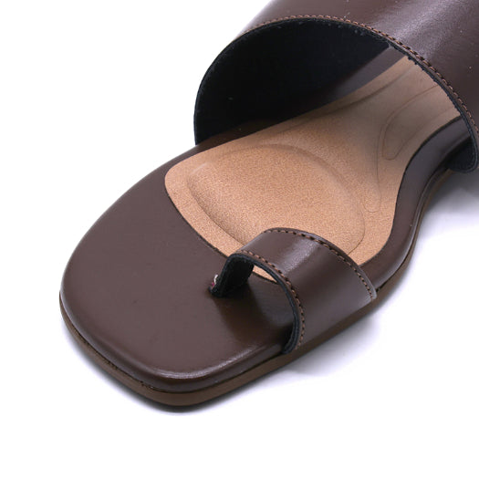 Marie Claire Brown Toe-Loop Slides