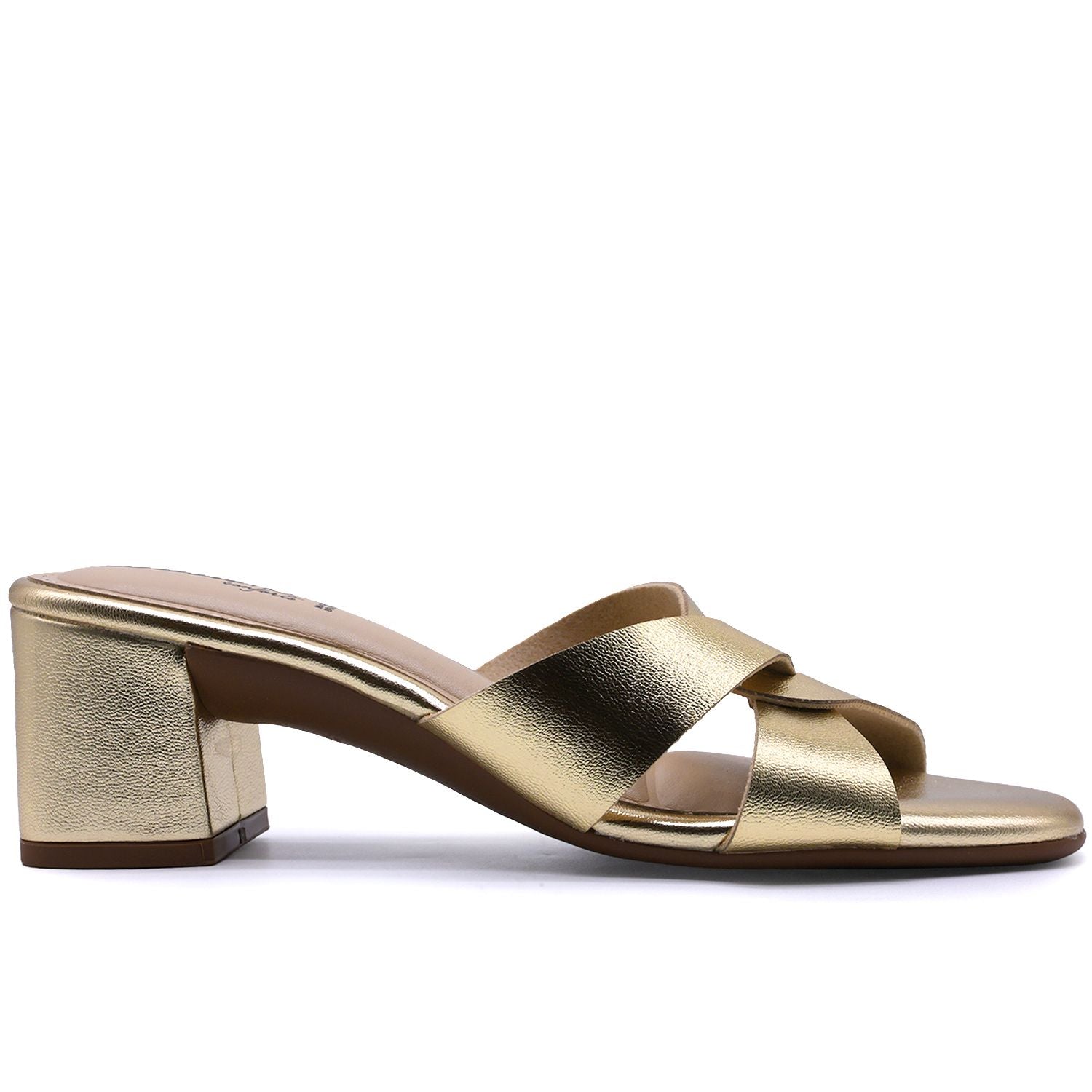 BR Gold Block Heel Mule