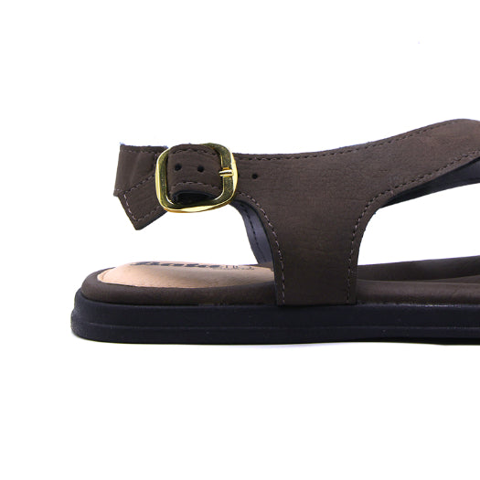 BR Brown Nubuck Toe-Ring Sandals