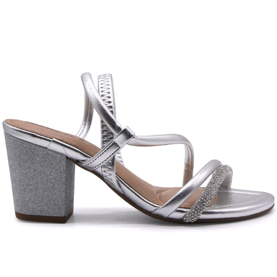 BR Silver Strappy Glitter Sandals