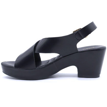 COMFIT Black Crossover Block Sandals