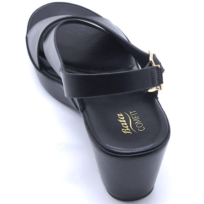 COMFIT Black Crossover Block Sandals