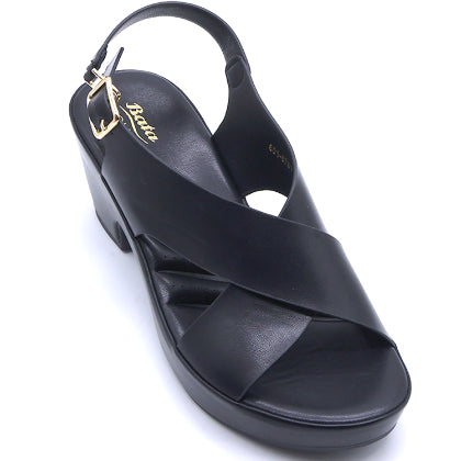 COMFIT Black Crossover Block Sandals