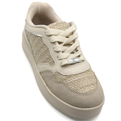 BR Beige Shimmering Knit Sneakers