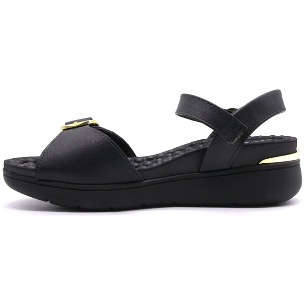 BR REFLEX TECH Black Buckled Sandal