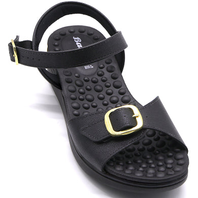 BR REFLEX TECH Black Buckled Sandal