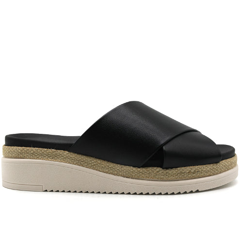BR Black Crossover Espadrille Wedges