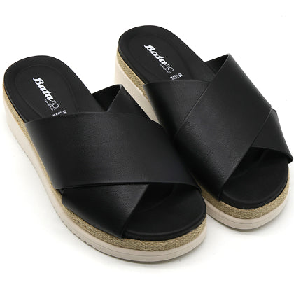 BR Black Crossover Espadrille Wedges