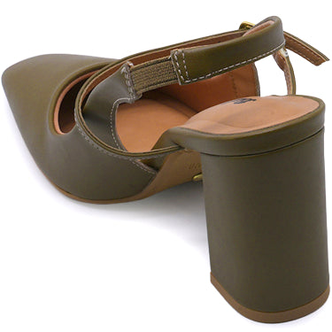 BR Olive Block Heel Slingbacks