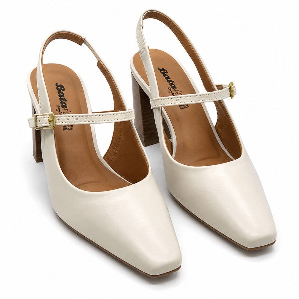 BR Cream Block Heel Slingbacks