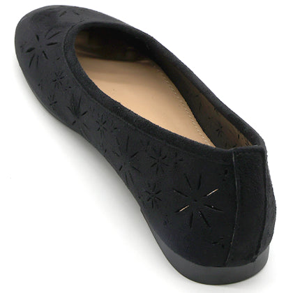 Black Suede Cutout Ballet Flat
