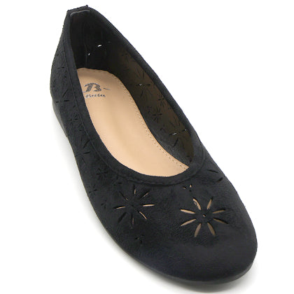 Black Suede Cutout Ballet Flat