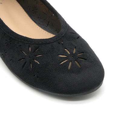 Black Suede Cutout Ballet Flat