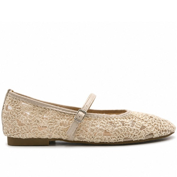 Beige Crochet Maryjanes
