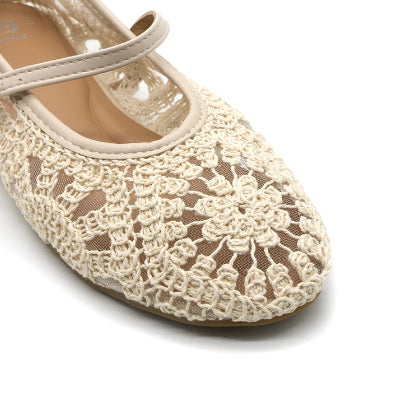 Beige Crochet Maryjanes