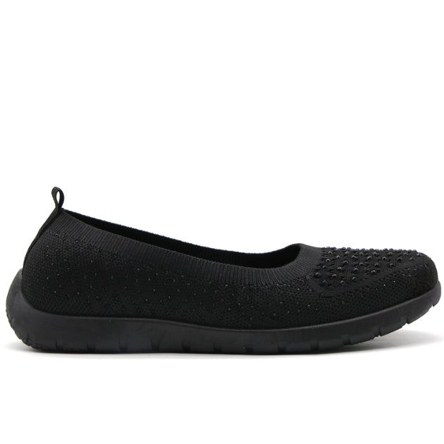 Black Bedazzled Flexi-Knit Ballerina