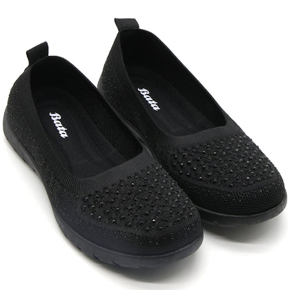 Black Bedazzled Flexi-Knit Ballerina