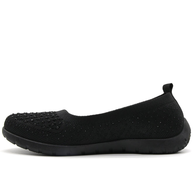 Black Bedazzled Flexi-Knit Ballerina
