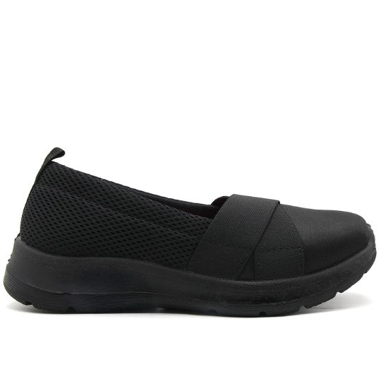 Black Cushion-Step Mesh Slip-On