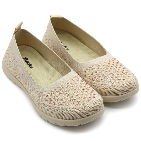 Beige Bedazzled Flexi-Knit Ballerina – view 2