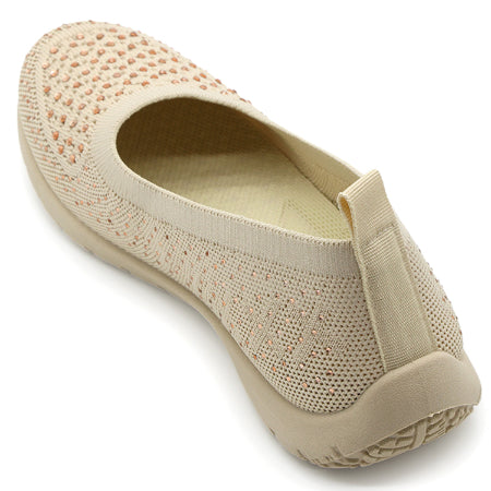 Beige Bedazzled Flexi-Knit Ballerina – view 4