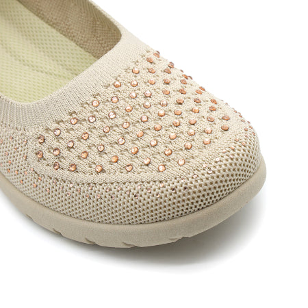 Beige Bedazzled Flexi-Knit Ballerina – view 7