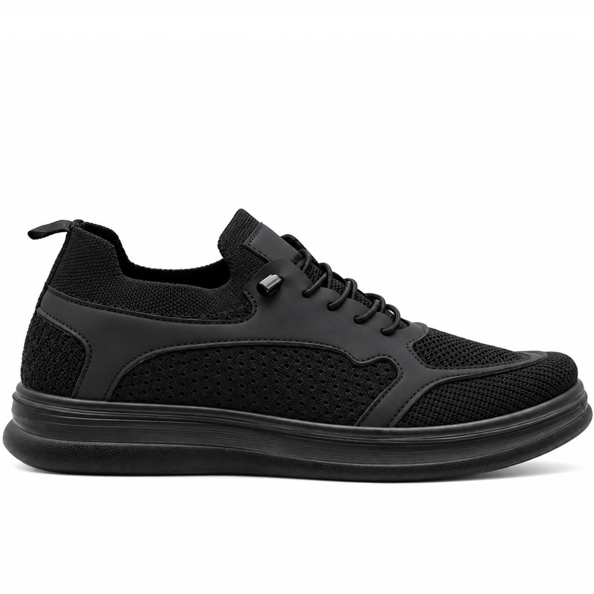 Black Panelled Knit Sneaker