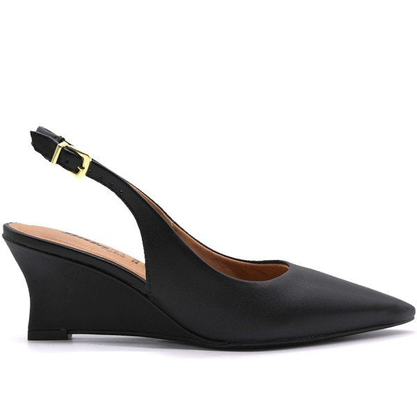 BR Black Wedge Slingbacks