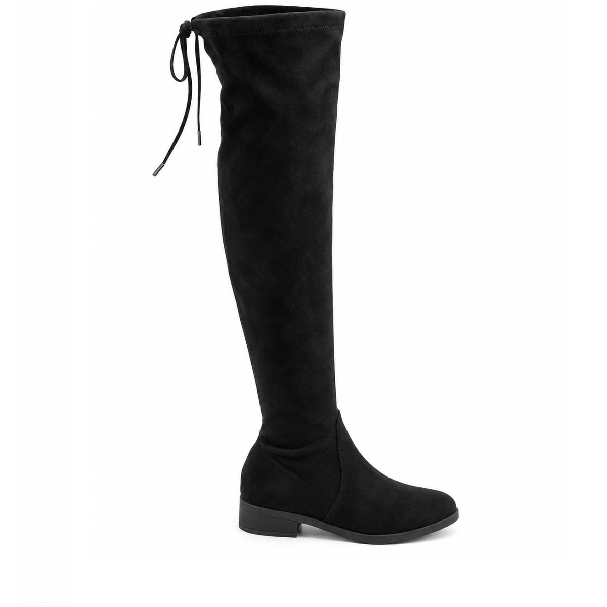 Black Stretch Suede Over-The-Knee Boots