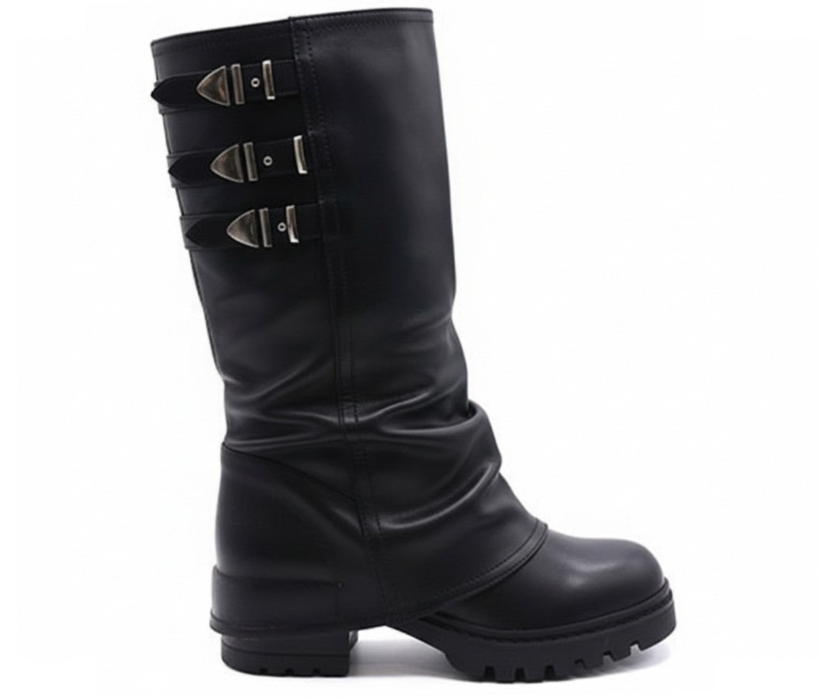 black folded calf boot