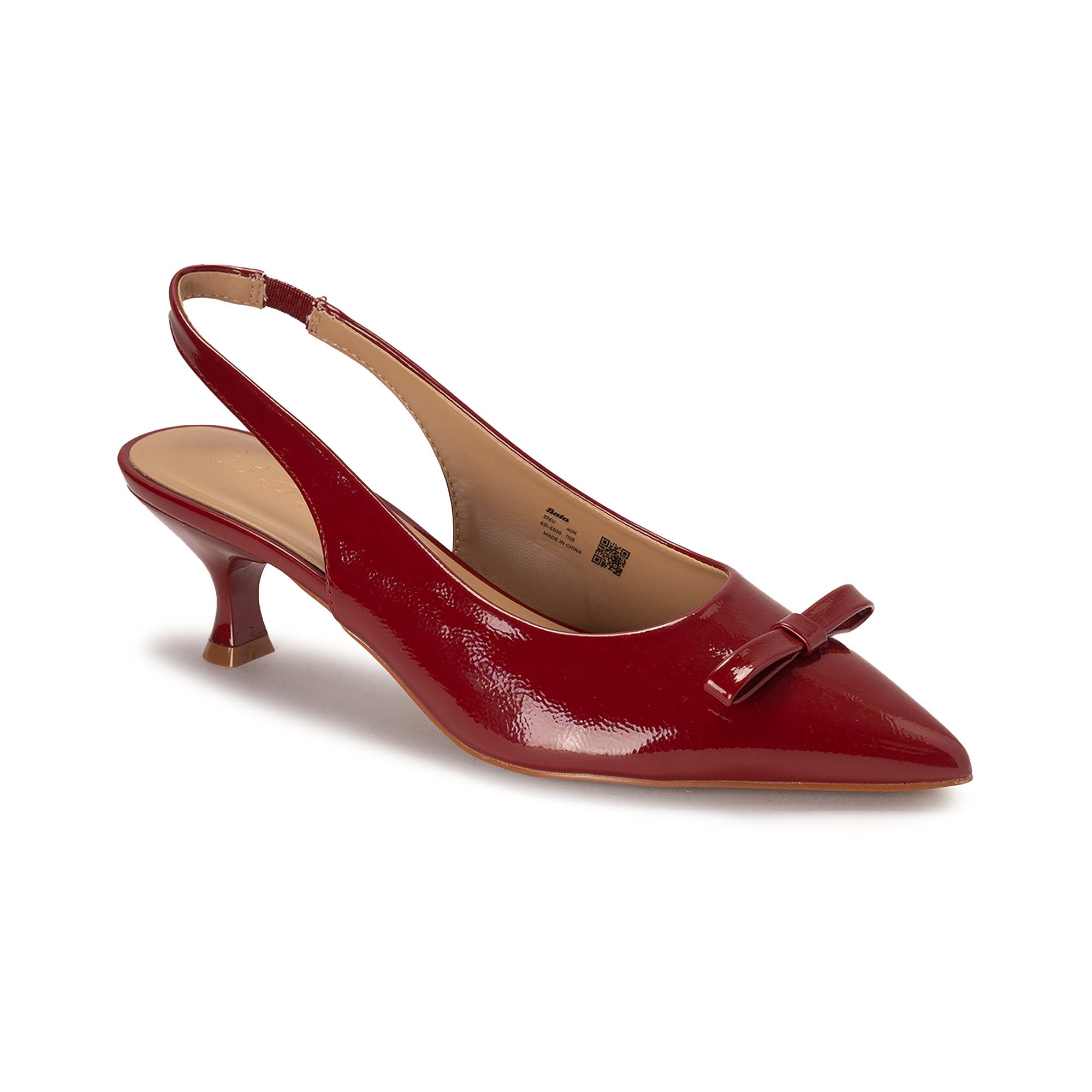 Red Patent Low Bow Slingbacks