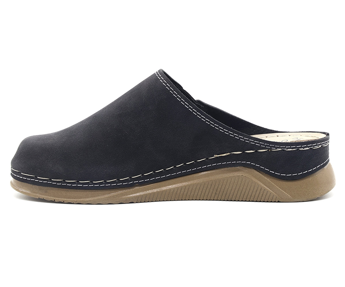 black nubuck wedge mule