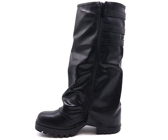 black folded calf boot