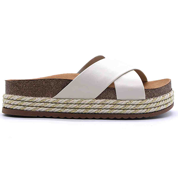 Br Chunky Cork White Crossover Slides