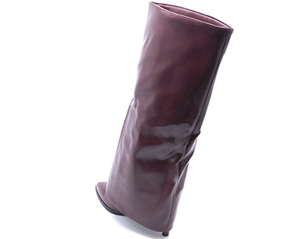 burgundy high fold-over boot