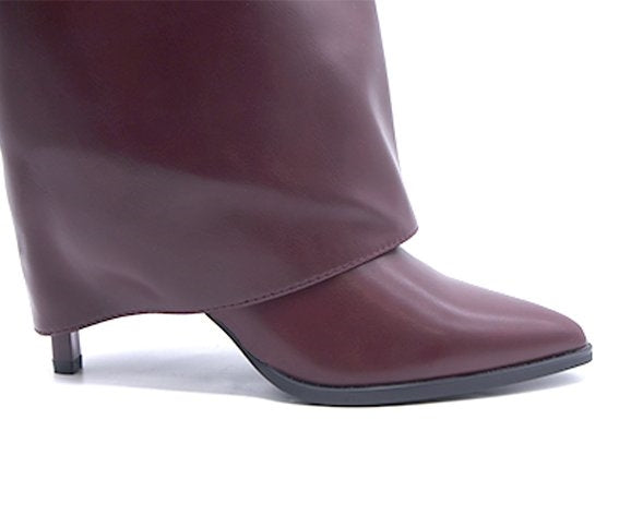 burgundy high fold-over boot