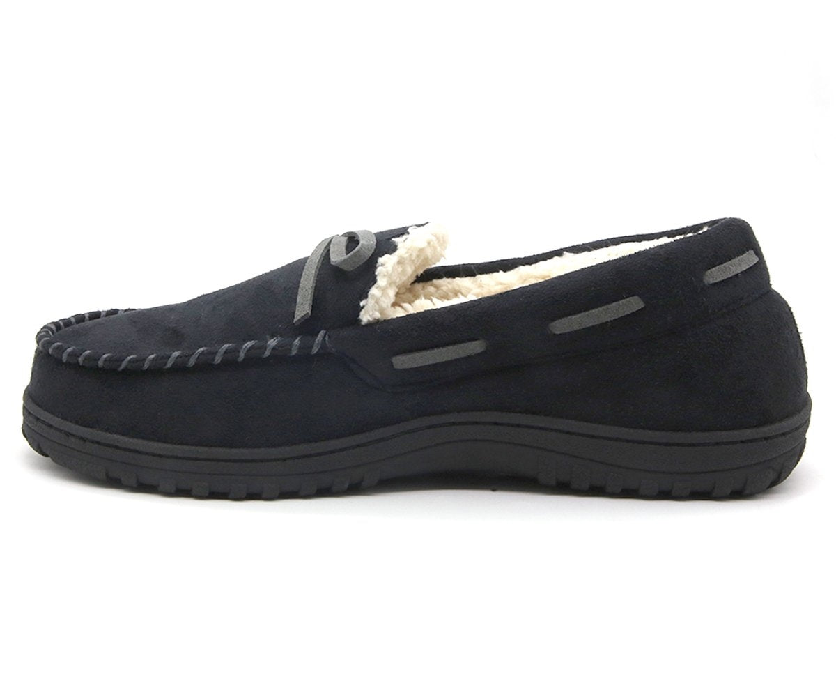 black fur lined house moccasins