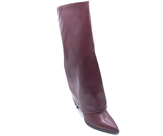 burgundy high fold-over boot