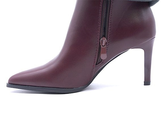 burgundy high fold-over boot