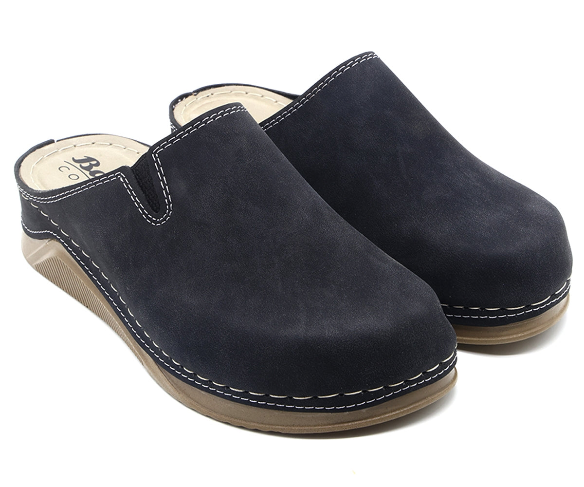black nubuck wedge mule