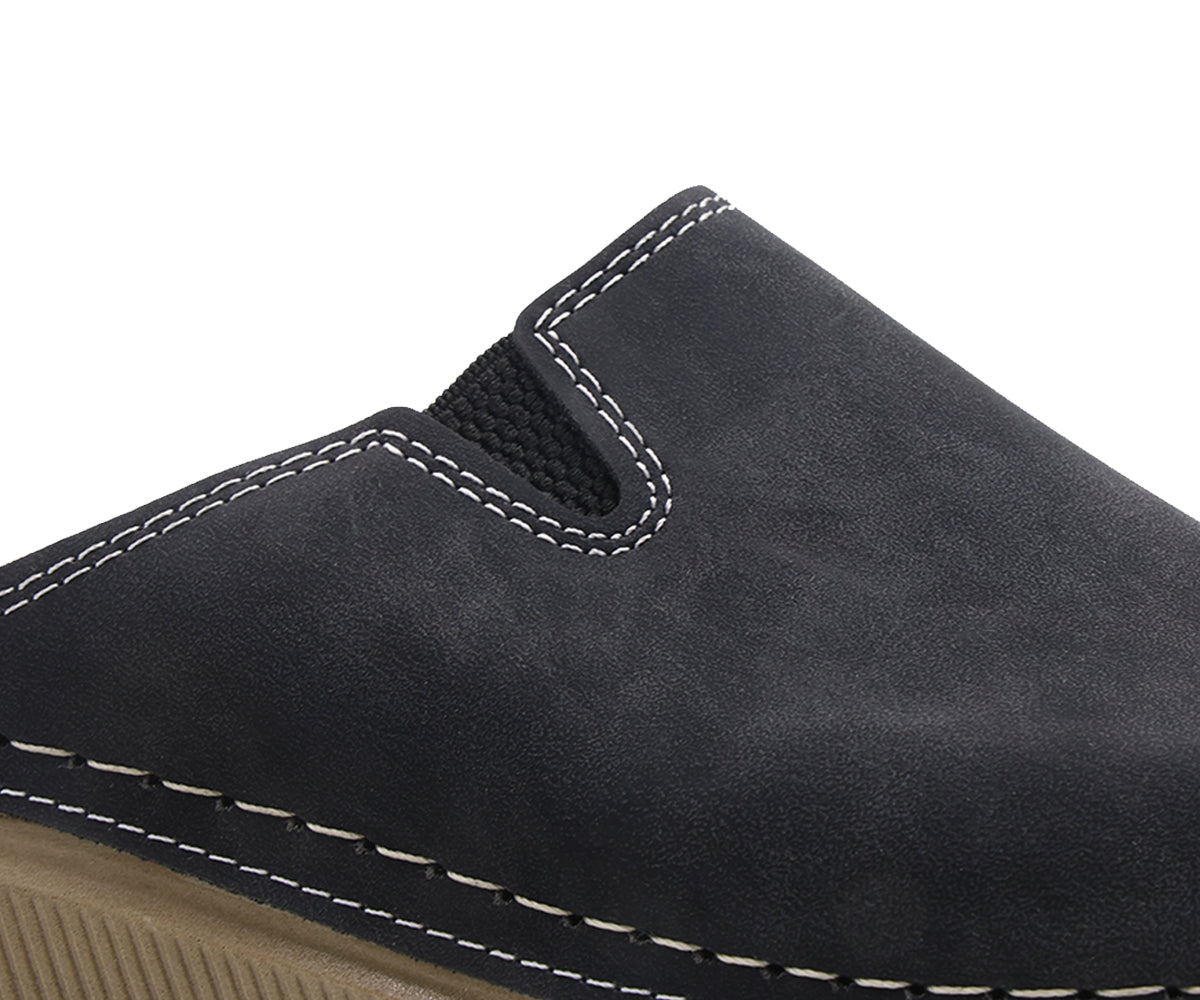 black nubuck wedge mule