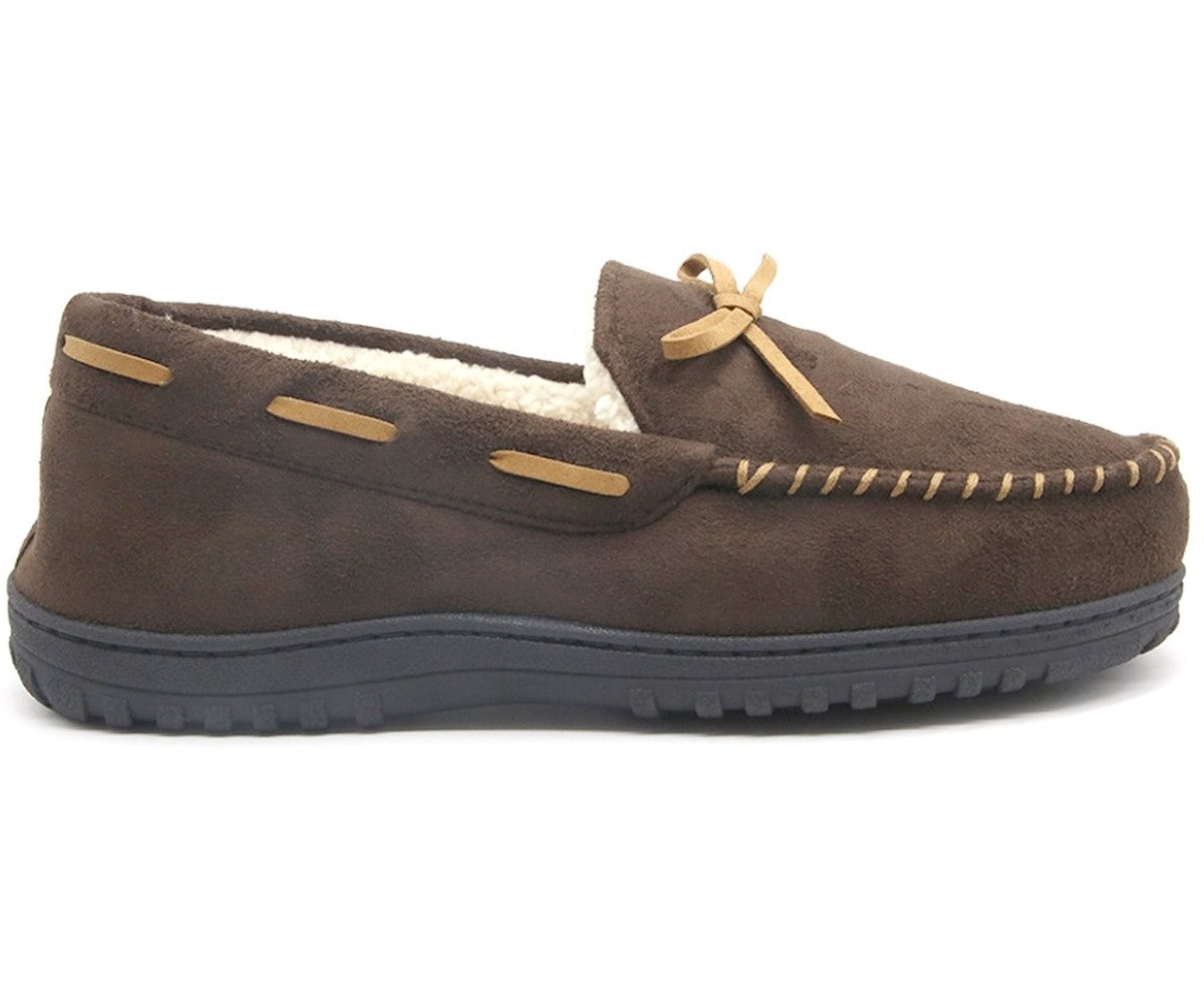 brown fur lined house moccasins