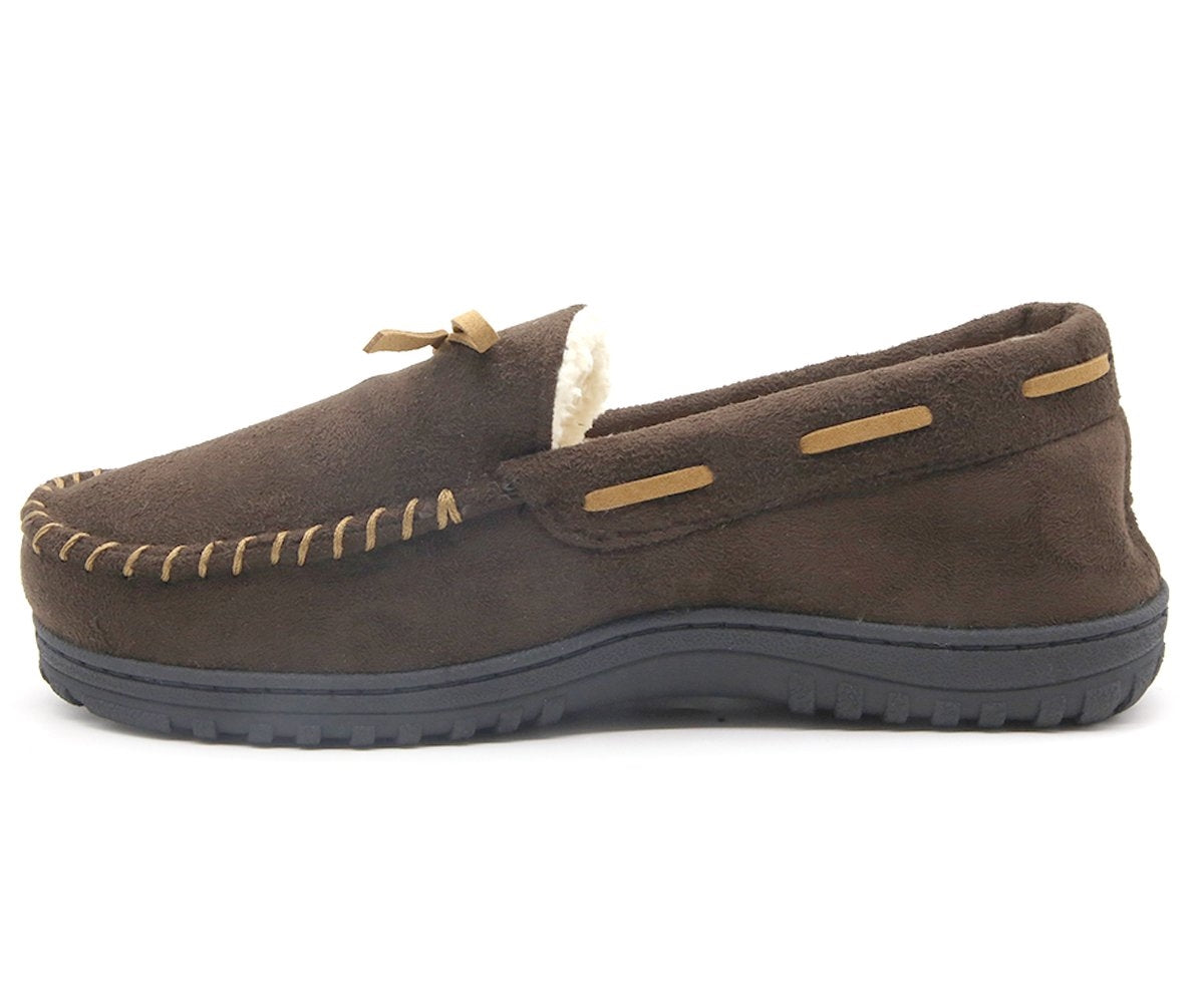brown fur lined house moccasins