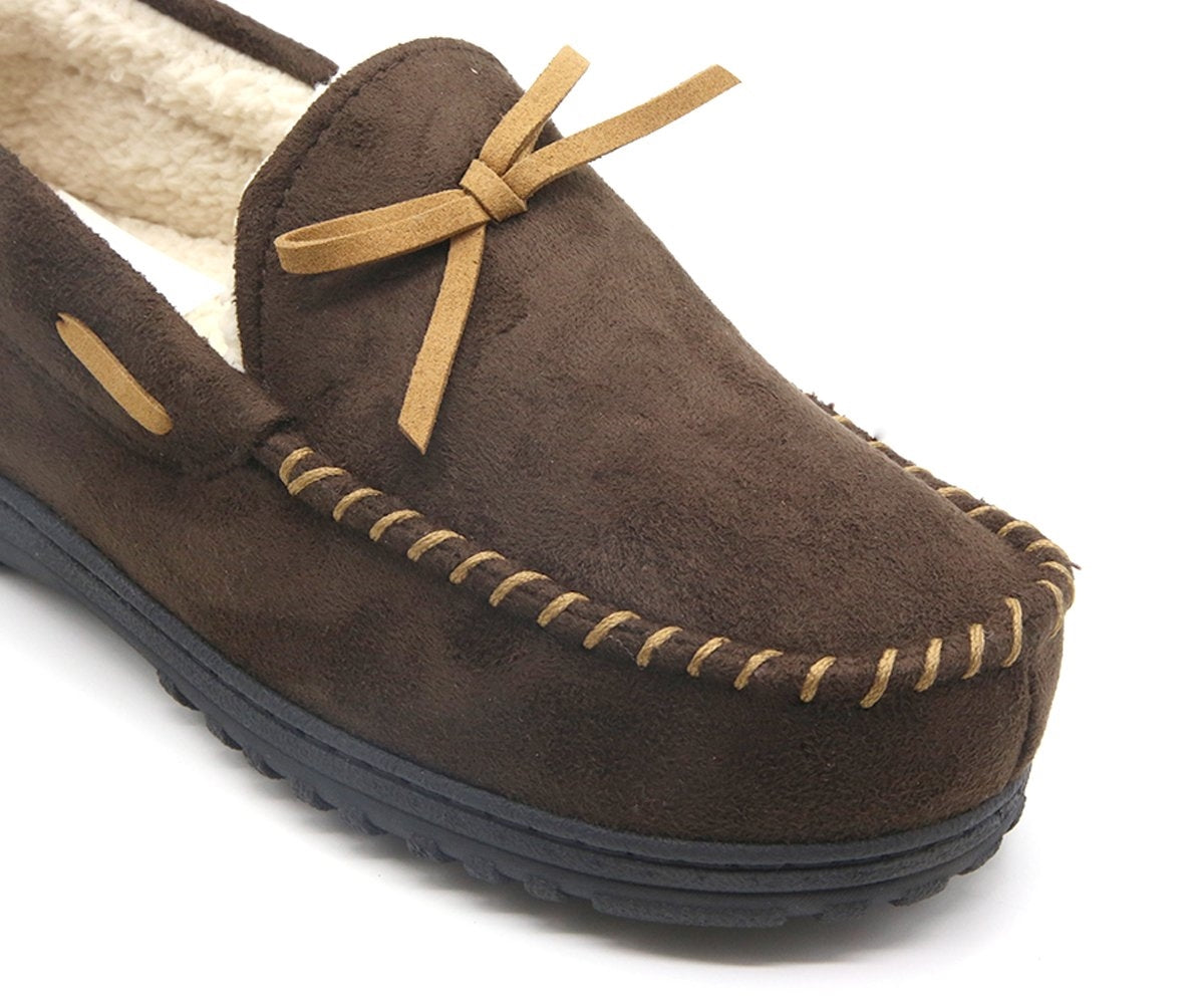 brown fur lined house moccasins