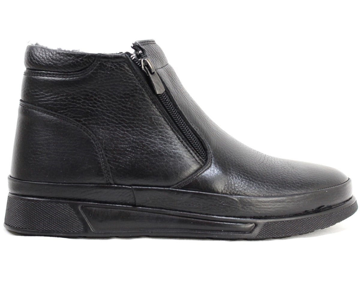 fur-lined leather slip-on boot