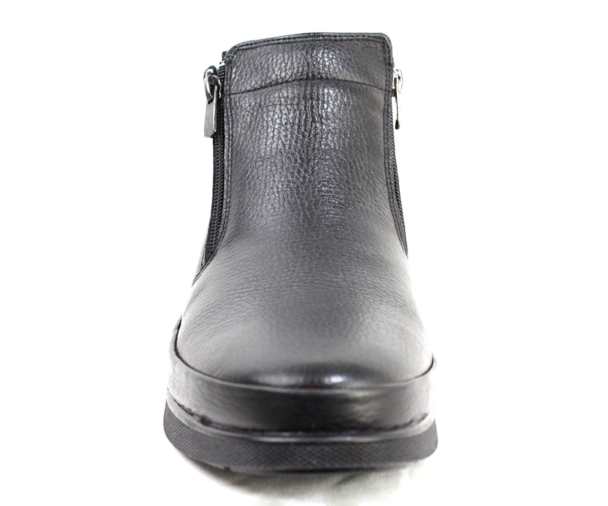 fur-lined leather slip-on boot