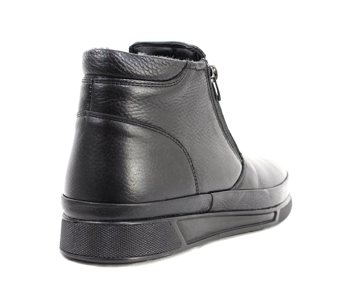 fur-lined leather slip-on boot