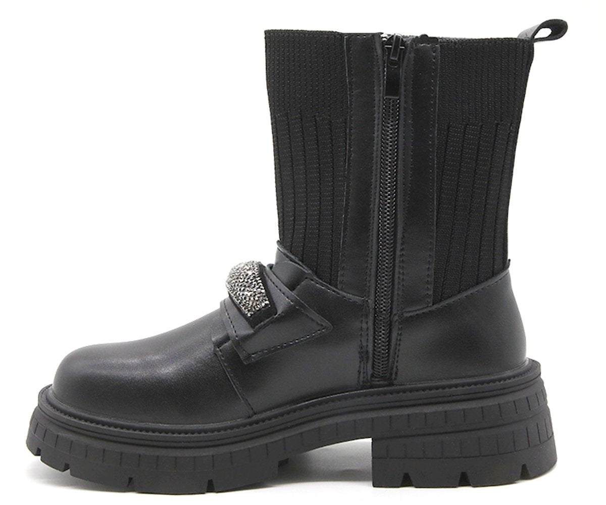 black embellished sock boot