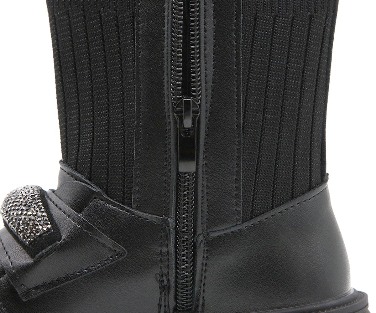 black embellished sock boot