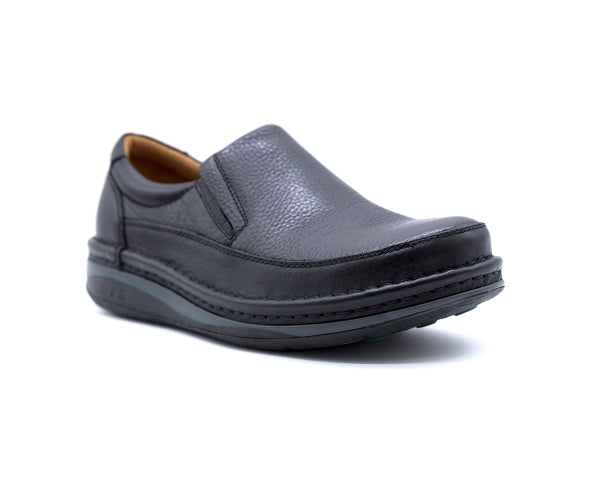 premium leather air tech black slip-ons